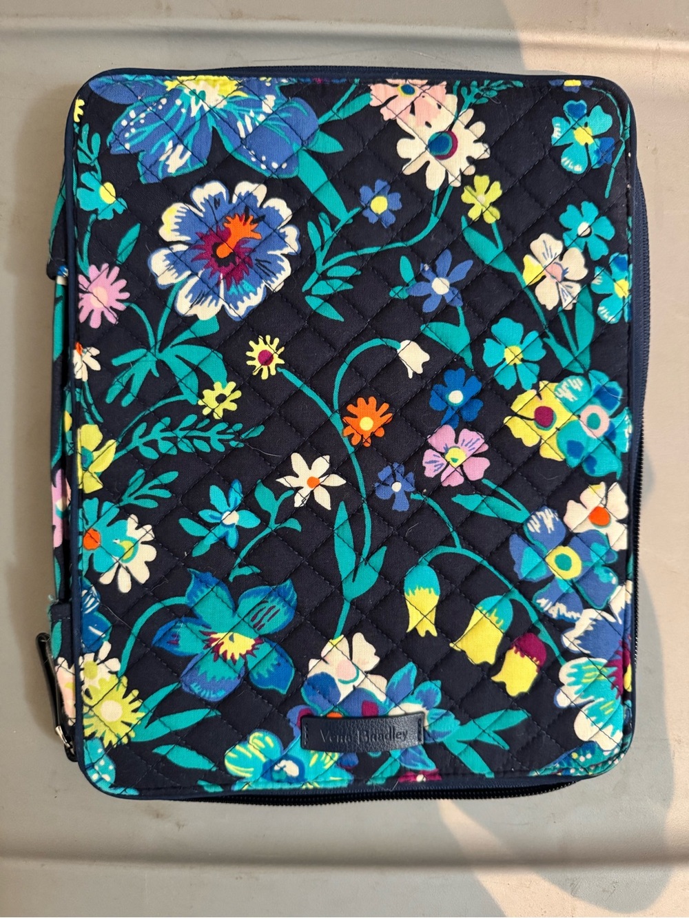 Vera Bradley Navy Floral Quilted Tablet Organizer